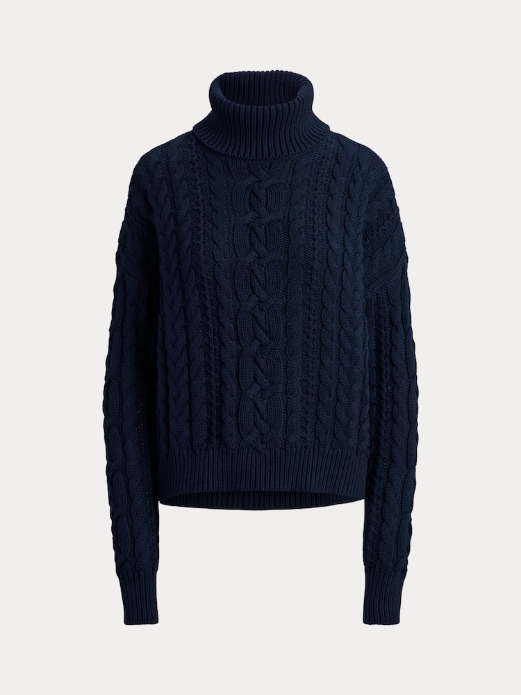 Lauren Ralph Lauren Furqan Combed Cotton Aran Knit Roll Neck Sweater - Bild 6 von 6