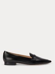 Lauren Ralph Lauren Black Audri Glazed Calf Pointed Leather Loafer - Image 1 of 4