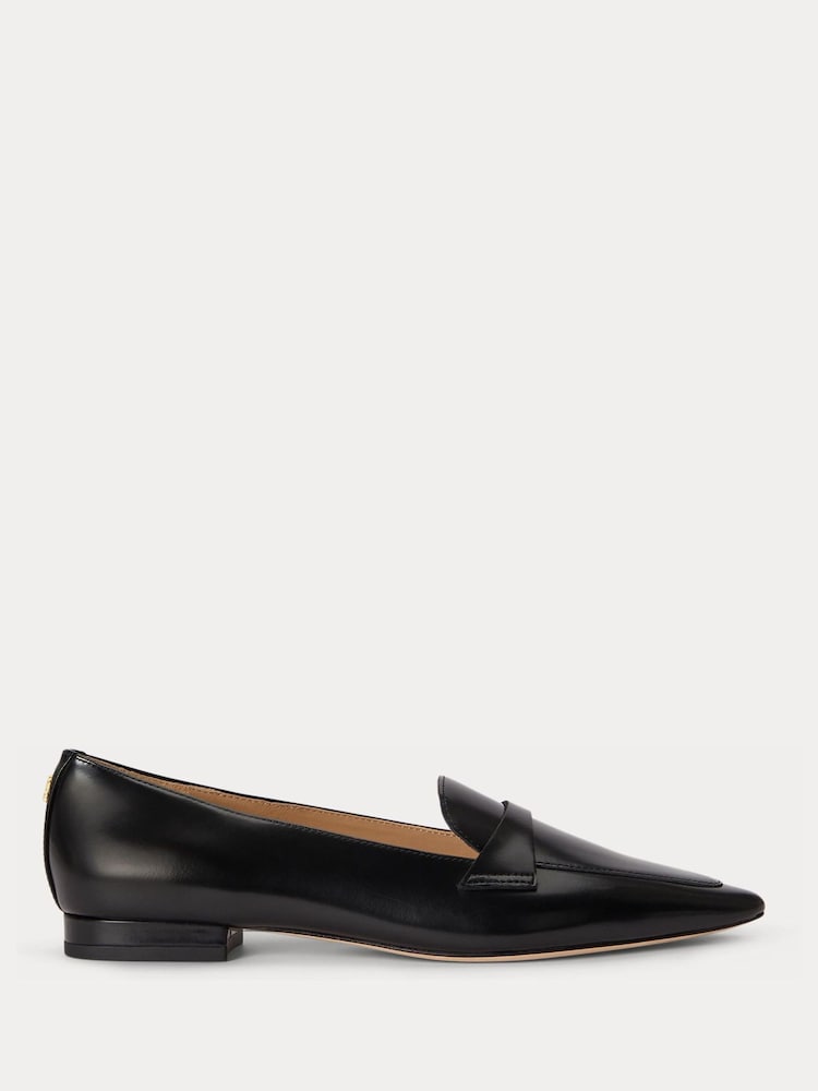Lauren Ralph Lauren Black Audri Glazed Calf Pointed Leather Loafer - Image 1 of 4 Lauren Ralph Lauren Black Audri Glazed Calf Pointed Leather Loafer - Image 1 of 4