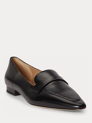Lauren Ralph Lauren Black Audri Glazed Calf Pointed Leather Loafer - Image 2 of 4