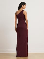 Lauren Ralph Lauren Red Jersey One Shoulder Gown with Hardware Detail - Image 2 of 5