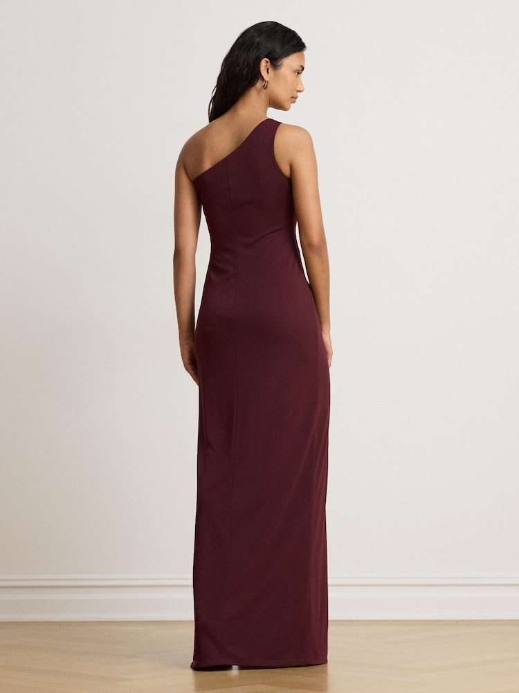 Lauren Ralph Lauren Red Jersey One Shoulder Gown with Hardware Detail - Image 2 of 5