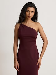 Lauren Ralph Lauren Red Jersey One Shoulder Gown with Hardware Detail - Image 3 of 5
