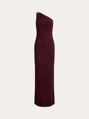 Lauren Ralph Lauren Red Jersey One Shoulder Gown with Hardware Detail - Image 5 of 5