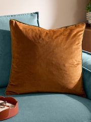 Furn Ginger/Olive Meridian Velvet 45 x 45cm Cushion Cover - Image 1 of 7