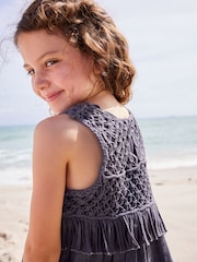 Charcoal Grey Macramé Detail Co-ord Set (3-16yrs) - Image 4 of 7