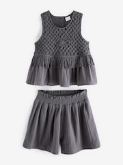 Charcoal Grey Macramé Detail Co-ord Set (3-16yrs) - Image 5 of 7