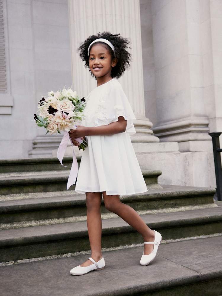 Ivory Cream Beaded Cape Dress (3-12yrs) - Image 2 of 8