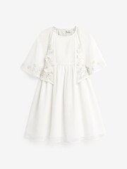 Ivory Cream Beaded Cape Dress (3-12yrs) - Image 6 of 8
