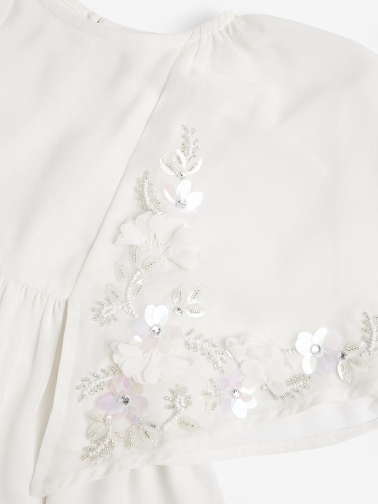 Ivory Cream Beaded Cape Dress (3-12yrs) - Image 8 of 8 Ivory Cream Beaded Cape Dress (3-12yrs) - Image 8 of 8