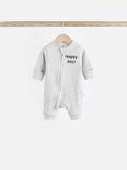 Blue / Grey Slogan Baby Footless Zip 100% Cotton Sleepsuits 3 Pack (0mths-3yrs) - Image 10 of 19