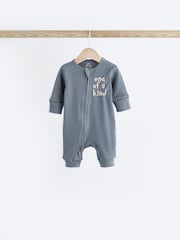 Blue / Grey Slogan Baby Footless Zip 100% Cotton Sleepsuits 3 Pack (0mths-3yrs) - Image 11 of 19