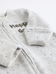 Blue / Grey Slogan Baby Footless Zip 100% Cotton Sleepsuits 3 Pack (0mths-3yrs) - Image 16 of 19