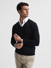 Reiss Navy Earl Merino Wool Jumper - Image 1 of 6