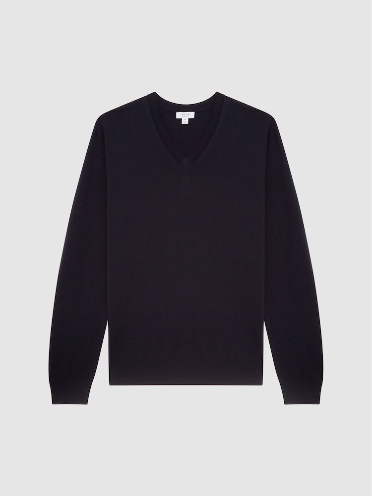 Reiss Navy Earl Merino Wool Jumper - Image 2 of 6