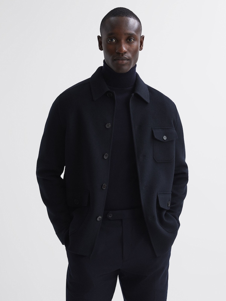 Reiss Navy Mast Wool Button Through Jacket - Image 1 of 6