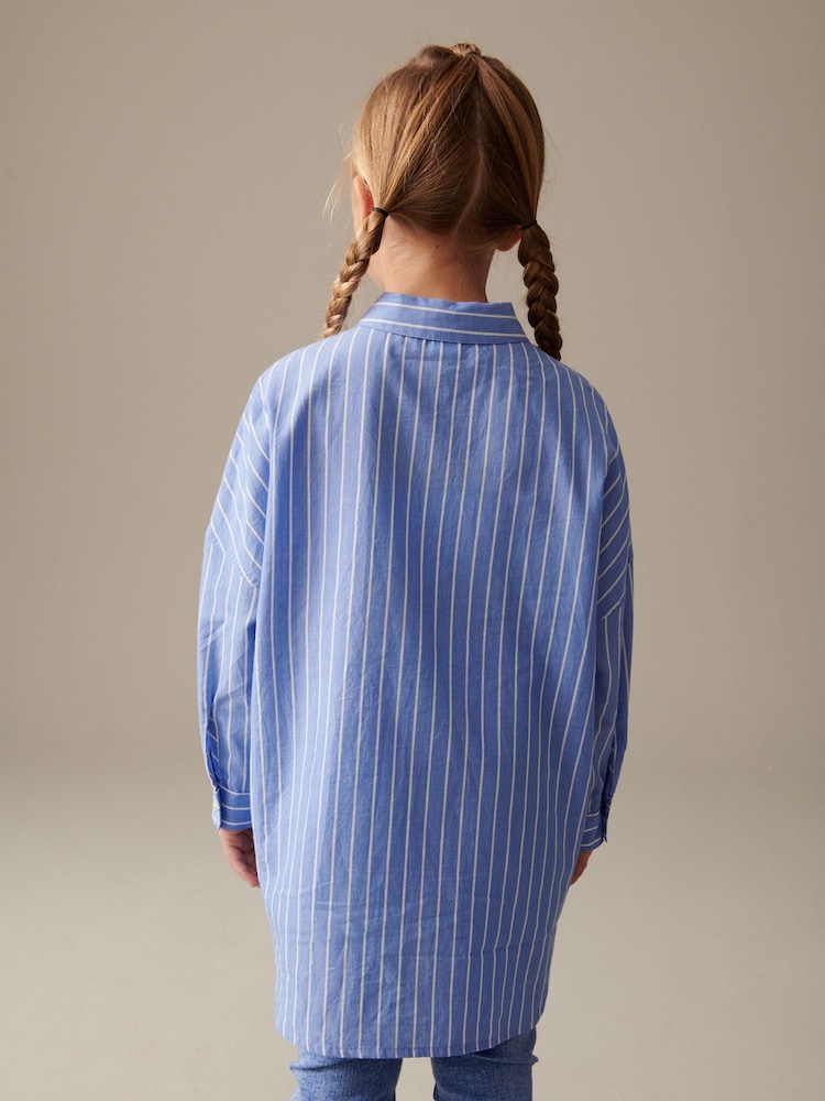 Blue Stripe Oversized Shirt (3-16yrs) - Image 2 of 7
