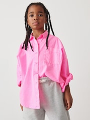 Hot Pink Oversized 100% Cotton Shirt (3-16yrs) - Image 1 of 4