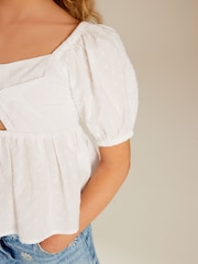 White Cut-Out Detail Blouse (3-16yrs) - Image 4 of 7