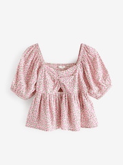 Pink Ditsy Cut-Out Detail Blouse (3-16yrs) - Image 5 of 7