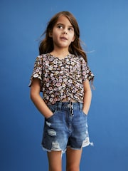 Black Ditsy Ruched Blouse (3-16yrs) - Image 1 of 7