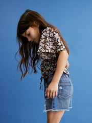 Black Ditsy Ruched Blouse (3-16yrs) - Image 2 of 7
