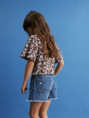 Black Ditsy Ruched Blouse (3-16yrs) - Image 3 of 7