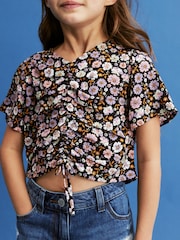 Black Ditsy Ruched Blouse (3-16yrs) - Image 4 of 7