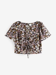 Black Ditsy Ruched Blouse (3-16yrs) - Image 5 of 7