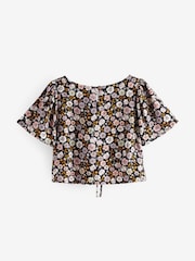 Black Ditsy Ruched Blouse (3-16yrs) - Image 6 of 7