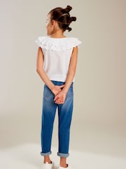 White Broderie 100% Cotton Tie-Front Blouse (3-16yrs) - Image 3 of 8