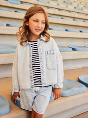Pale Blue Boxy Denim Shacket (3-16yrs) - Image 1 of 6