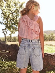 Pink Ditsy One-Shoulder Frill Blouse (3-16yrs) - Image 2 of 5