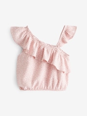 Pink Ditsy One-Shoulder Frill Blouse (3-16yrs) - Image 3 of 5