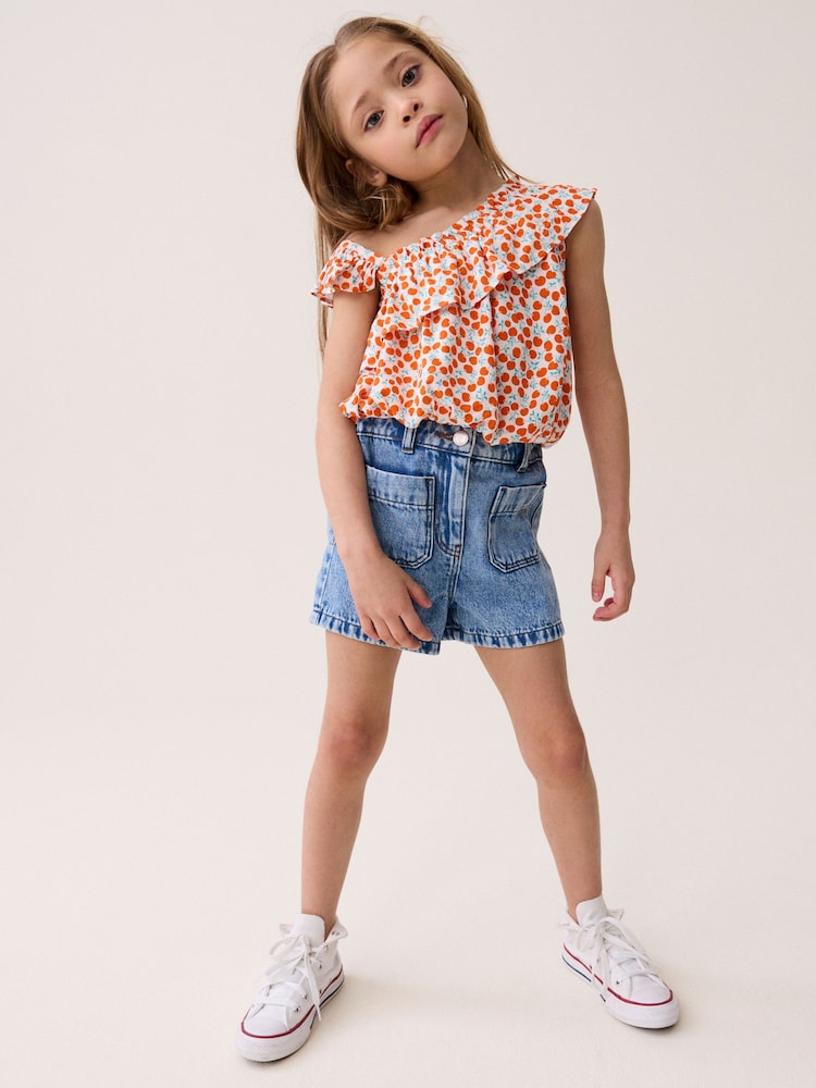 Red Cherries One-Shoulder Frill Blouse (3-16yrs) - Image 2 of 7