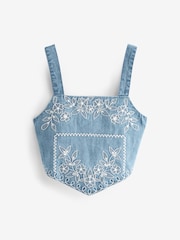 Blue Denim Embroidered Cami Top (3-16yrs) - Image 4 of 7