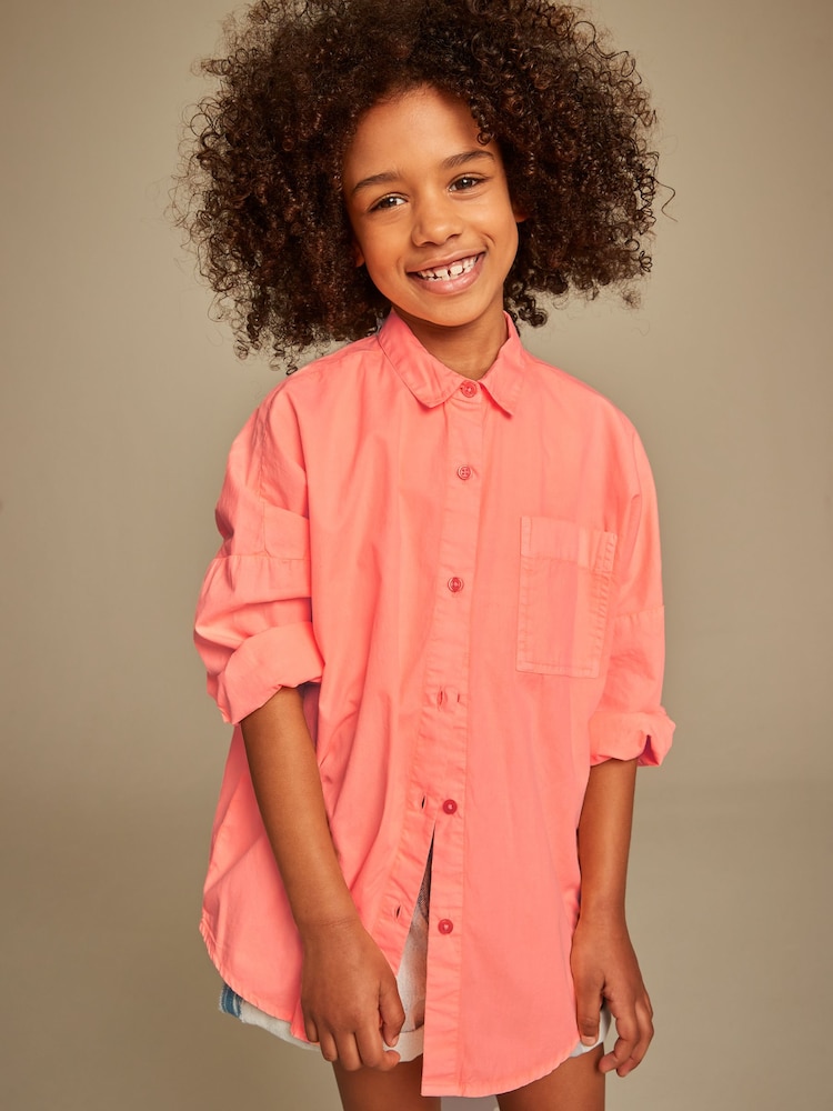 Coral Pink Oversized Shirt (3-16yrs) - Image 1 of 7