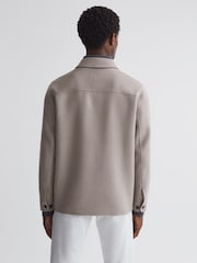 Reiss Mushroom Brown Mast Wool Button Through Jacket - Image 4 of 4