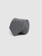 Reiss Charcoal Ceremony Textured Silk Blend Tie - Image 3 of 6