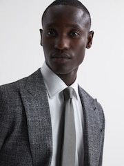 Reiss Charcoal Ceremony Textured Silk Blend Tie - Image 6 of 6
