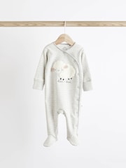 Grey Sheep Baby Delicate Appliqué 100% Cotton Sleepsuits 3 Pack (0mths-2yrs) - Image 3 of 10