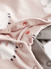 Grey Sheep Baby Delicate Appliqué 100% Cotton Sleepsuits 3 Pack (0mths-2yrs) - Image 9 of 10