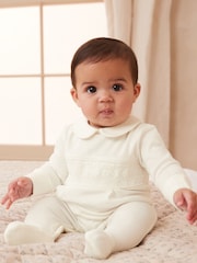 Cream Embroidered Baby 100% Cotton Occasion Sleepsuit (0mths-2yrs) - Image 1 of 6