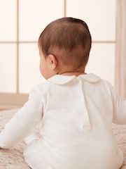 Cream Embroidered Baby 100% Cotton Occasion Sleepsuit (0mths-2yrs) - Image 2 of 6