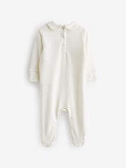 Cream Embroidered Baby 100% Cotton Occasion Sleepsuit (0mths-2yrs) - Image 5 of 6