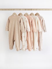 Neutral Baby 100% Cotton Sleepsuits 5 Pack (0mths-2yrs) - Image 2 of 15