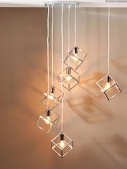 Pacific Alessio Shiny Nickel Metal Five Cube Pendant Ceiling Light - Image 1 of 5