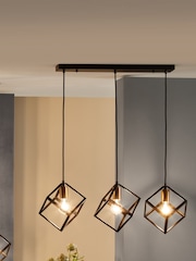 Pacific Matt Black Alessio Metal Three Cube Pendant Ceiling Light - Image 1 of 3