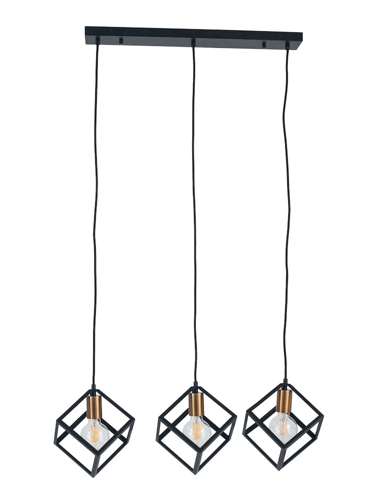 Pacific Matt Black Alessio Metal Three Cube Pendant Ceiling Light - Image 2 of 3
