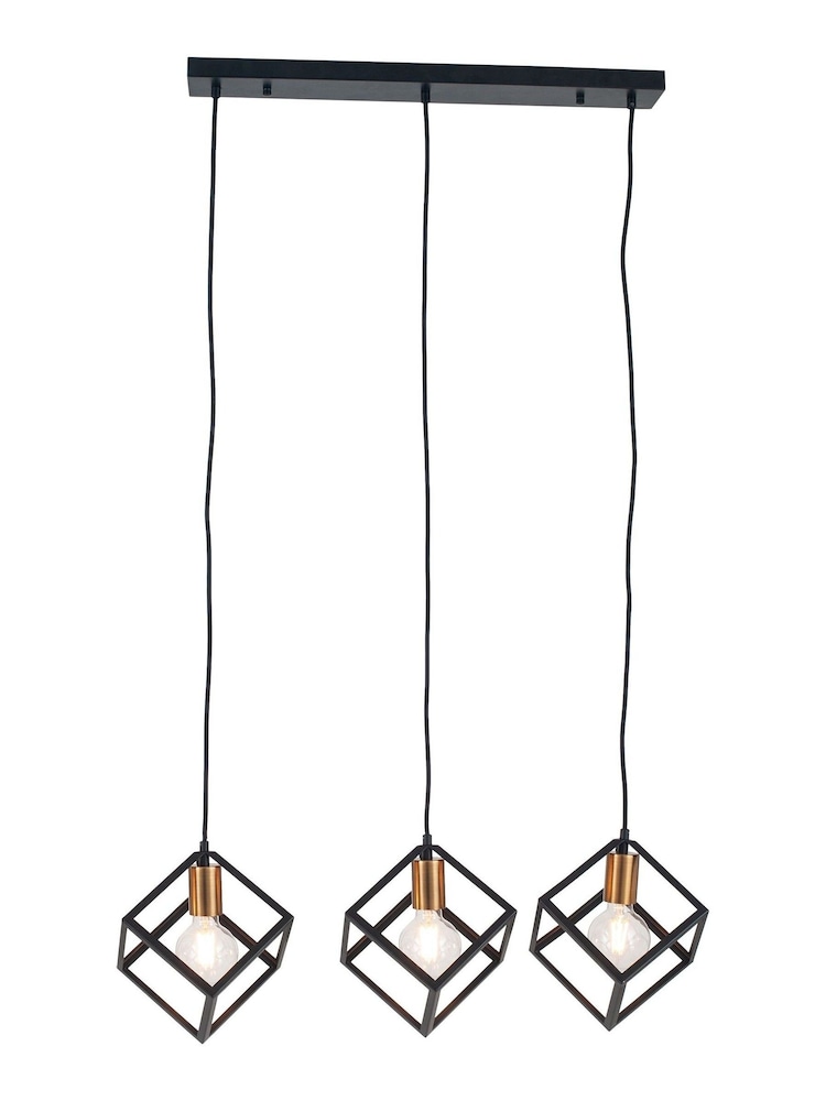 Pacific Matt Black Alessio Metal Three Cube Pendant Ceiling Light - Image 3 of 3